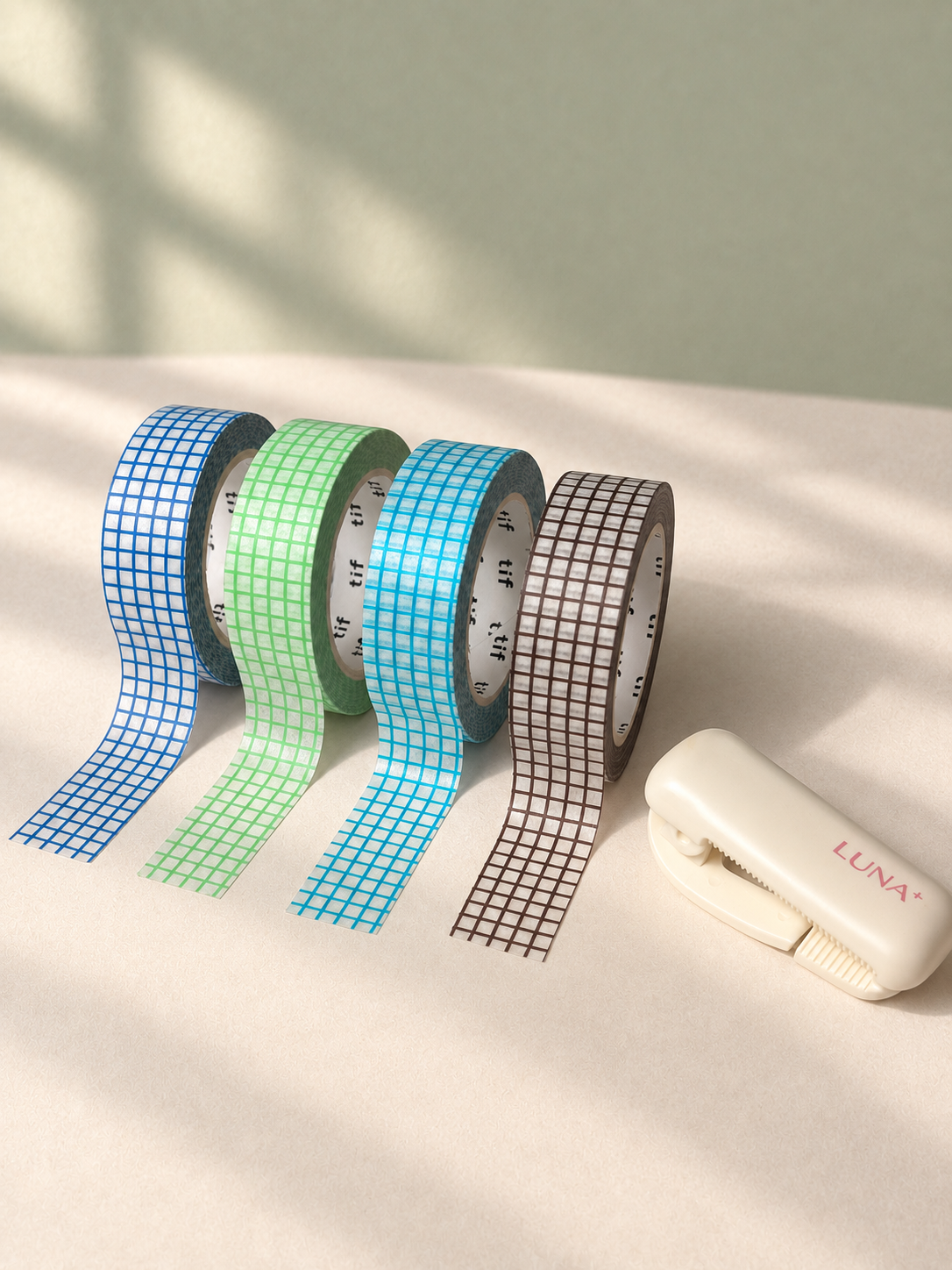 Grid Washi Tape Set with Cutter - 4colors